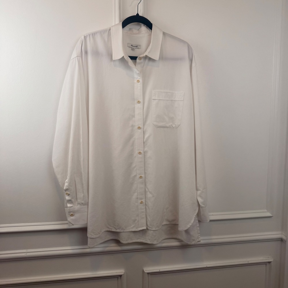 Madewell White Oversized Button Down Shirt XXL Cotton Modal Twill CKP460200759